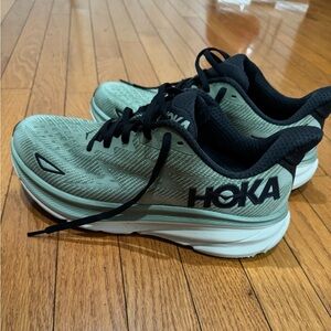 Hoka Mint and Black Athletic Shoes